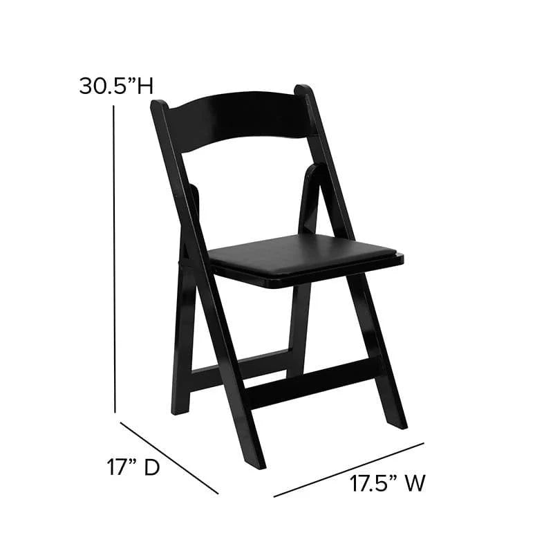 2 Pk. HERCULES Series Black Wood Folding Chair with Vinyl Padded Seat [2-XF-2902-BK-WOOD-GG] Fl Furniture