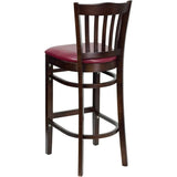 HERCULES Series Vertical Slat Back Walnut Wood Restaurant Barstool - Black Vinyl Seat [XU-DGW0008BARVRT-WAL-BLKV-GG] Pie's Variety Store
