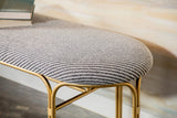 Upholstered Accent Bench With Metal Leg Grey And Gold - 910271 Pie's Variety Store