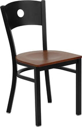 HERCULES Series Black Circle Back Metal Restaurant Chair - Cherry Wood Seat [XU-DG-60119-CIR-CHYW-GG] Pie's Variety Store