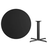 42'' Round Black Laminate Table Top with 33'' x 33'' Table Height Base [XU-RD-42-BLKTB-T3333-GG] Pie's Variety Store