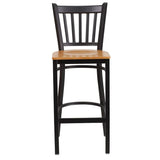 HERCULES Series Black Vertical Back Metal Restaurant Barstool - Cherry Wood Seat [XU-DG-6R6B-VRT-BAR-CHYW-GG] Pie's Variety Store