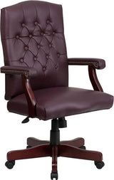 Martha Washington Burgundy LeatherSoft Executive Swivel Office Chair with Arms [801L-LF0019-BY-LEA-GG] Pie's Variety Store