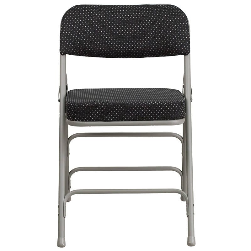 2 Pk. HERCULES Series Premium Curved Triple Braced & Double Hinged Black Pin-Dot Fabric Metal Folding Chair 2-AW-MC320AF-BK-GG Pie's Variety Store