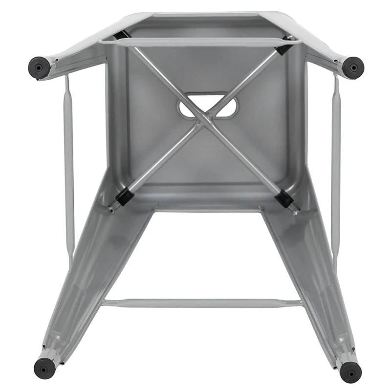30" High Metal Indoor Bar Stool in Silver - Stackable Set of 4 [4-ET-31320-30-SV-R-GG] Fl Furniture
