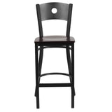 HERCULES Series Black Circle Back Metal Restaurant Barstool - Cherry Wood Seat [XU-DG-60120-CIR-BAR-CHYW-GG] Pie's Variety Store