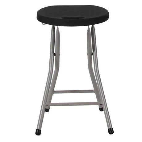 2 Pack Foldable Stool with Black Plastic Seat and Titanium Gray Frame [2-DAD-YCD-30-GG] Fl Furniture