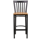 HERCULES Series Black School House Back Metal Restaurant Barstool - Cherry Wood Seat [XU-DG6R8BSCH-BAR-CHYW-GG] Pie's Variety Store