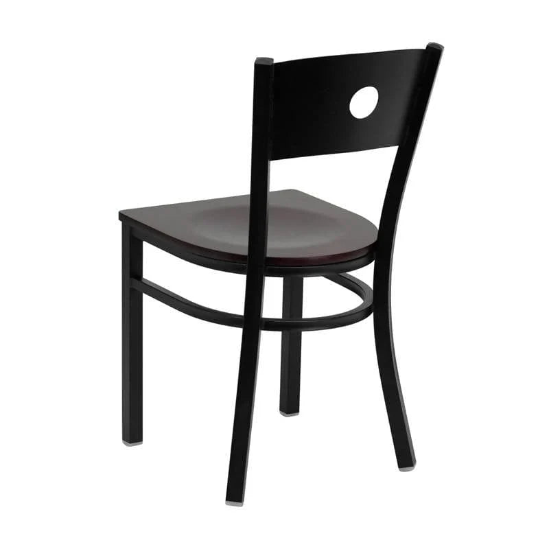 HERCULES Series Black Circle Back Metal Restaurant Chair - Cherry Wood Seat [XU-DG-60119-CIR-CHYW-GG] Pie's Variety Store