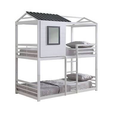 Belton House-Themed Twin Over Twin Bunk Bed White - 461161 A-Z Store Nadia