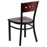 HERCULES Series Black 4 Square Back Metal Restaurant Chair - Mahogany Wood Back & Seat [XU-DG-6Y1B-MAH-MTL-GG] Pie's Variety Store