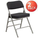 2 Pk. HERCULES Series Premium Curved Triple Braced & Double Hinged Black Pin-Dot Fabric Metal Folding Chair 2-AW-MC320AF-BK-GG Pie's Variety Store