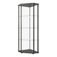 Glass Shelf Curio Cabinet Clear And Black One clear tempered glass door provides simple access to your keepsakes - 953234 Pie's Variety Store