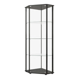 Glass Shelf Curio Cabinet Clear And Black One clear tempered glass door provides simple access to your keepsakes - 953234 Pie's Variety Store
