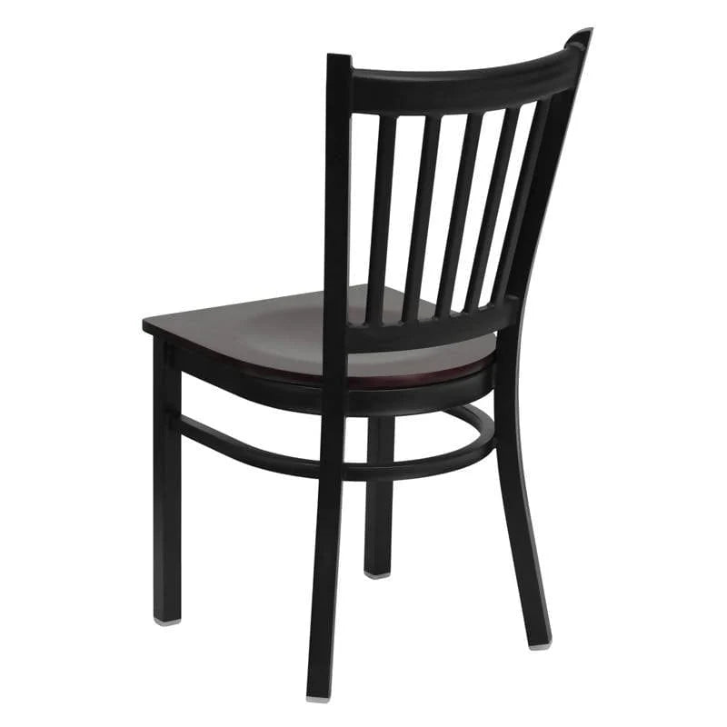 HERCULES Series Black Vertical Back Metal Restaurant Chair - Cherry Wood Seat [XU-DG-6Q2B-VRT-CHYW-GG] Pie's Variety Store