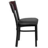 HERCULES Series Black 4 Square Back Metal Restaurant Chair - Mahogany Wood Back