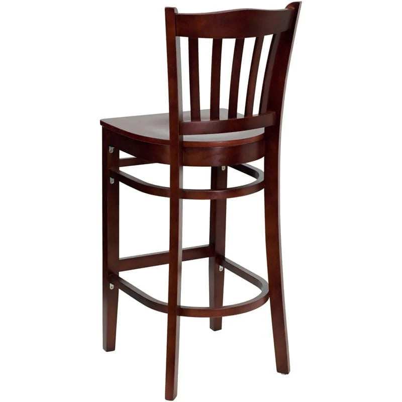 HERCULES Series Vertical Slat Back Mahogany Wood Restaurant Barstool [XU-DGW0008BARVRT-MAH-GG] Pie's Variety Store
