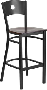 HERCULES Series Black Circle Back Metal Restaurant Barstool - Cherry Wood Seat [XU-DG-60120-CIR-BAR-CHYW-GG] Pie's Variety Store