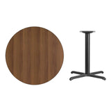 36'' Round Black Laminate Table Top with 30'' x 30'' Table Height Base [XU-RD-36-BLKTB-T3030-GG] Pie's Variety Store