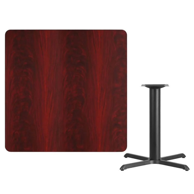 42'' Square Black Laminate Table Top with 33'' x 33'' Table Height Base [XU-BLKTB-4242-T3333-GG] Pie's Variety Store