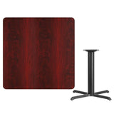 42'' Square Black Laminate Table Top with 33'' x 33'' Table Height Base [XU-BLKTB-4242-T3333-GG] Pie's Variety Store