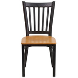 HERCULES Series Black Vertical Back Metal Restaurant Chair - Cherry Wood Seat [XU-DG-6Q2B-VRT-CHYW-GG] Pie's Variety Store