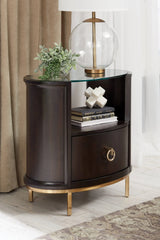 Formosa 1-Drawer Oval Nightstand Americano And Rose Brass Collection: Formosa SKU: 222822 coastmega