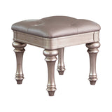 Upholstered Vanity Stool Metallic Platinum Its metallic finish and highlight glaze create a glamorous effect. - 204189 coastmega