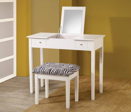 2-Piece Vanity Set White And Zebra - 300285 coastmega