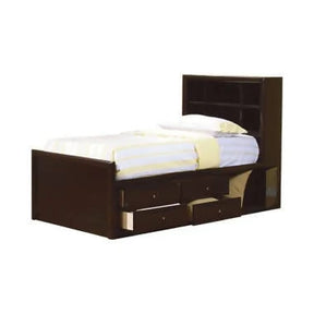 Phoenix Twin Bookcase Bed With Underbed Storage Cappuccino - 400180T Pie's Variety Store
