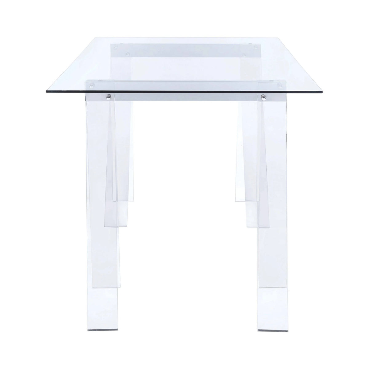 Amaturo Writing Desk With Glass Top Clear Sawhorse design is ideal for designers and architects or writers with a flurry of upcoming deadlines.- 801535 Pie's Variety Store