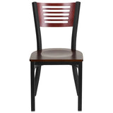 HERCULES Series Black Slat Back Metal Restaurant Chair - Mahogany Wood Back & Seat [XU-DG-6G5B-MAH-MTL-GG] Pie's Variety Store