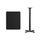 24'' x 30'' Rectangular Black Laminate Table Top with 22'' x 22'' Bar Height Table Base [XU-BLKTB-2430-T2222B-GG] Fl Furniture