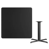 42'' Square Black Laminate Table Top with 33'' x 33'' Table Height Base [XU-BLKTB-4242-T3333-GG] Pie's Variety Store