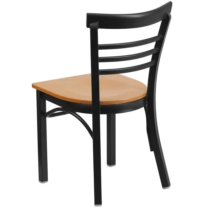 HERCULES Series Black Three-Slat Ladder Back Metal Restaurant Chair - Cherry Wood Seat [XU-DG6Q6B1LAD-CHYW-GG] Pie's Variety Store