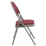 2 Pk. HERCULES Series Ultra-Premium Triple Braced Burgundy Fabric Metal Folding Chair with Easy-Carry Handle [2-HA-MC705AF-3-BY-GG] Fl Furniture