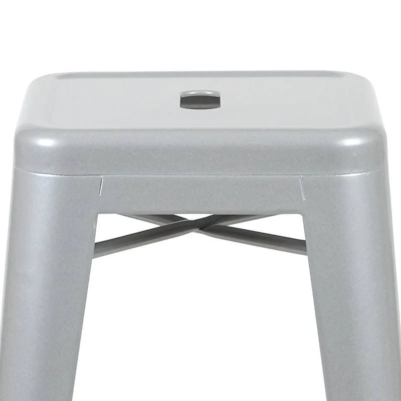 30" High Metal Indoor Bar Stool in Silver - Stackable Set of 4 [4-ET-31320-30-SV-R-GG] Fl Furniture