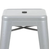 30" High Metal Indoor Bar Stool in Silver - Stackable Set of 4 [4-ET-31320-30-SV-R-GG] Fl Furniture