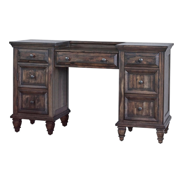 Avenue 3-Drawer Vanity Desk Weathered Burnished Brown Any space will be transformed by its chic
