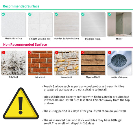 3D Mosaic Morcart Self Adhesive Tile Wall Sticker Backsplash - 12" x 12" DIY for Bathrooms