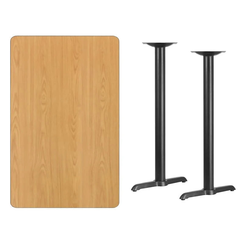 30'' x 48'' Rectangular Black Laminate Table Top with 5'' x 22'' Bar Height Table Bases [XU-BLKTB-3048-T0522B-GG] Pie's Variety Store