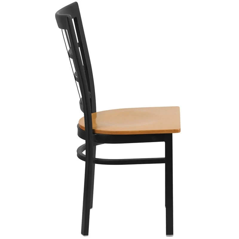 HERCULES Series Black Window Back Metal Restaurant Chair - Cherry Wood Seat [XU-DG6Q3BWIN-CHYW-GG] Pie's Variety Store
