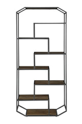 6-Shelf Bookcase Rustic Brown And Dark Grey - 805662 Pie's Variety Store