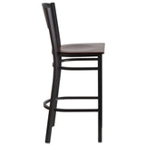 HERCULES Series Black Circle Back Metal Restaurant Barstool - Cherry Wood Seat [XU-DG-60120-CIR-BAR-CHYW-GG] Pie's Variety Store