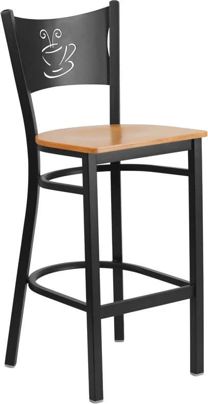 HERCULES Series Black Coffee Back Metal Restaurant Barstool - Cherry Wood Seat [XU-DG-60114-COF-BAR-CHYW-GG] Pie's Variety Store