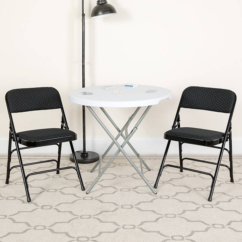 HERCULES Series Curved Triple Braced & Double Hinged Burgundy Patterned Fabric Metal Folding Chair Set of 2 [AW-MC309AF-BG-GG] Pie's Variety Store