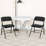 HERCULES Series Curved Triple Braced & Double Hinged Burgundy Patterned Fabric Metal Folding Chair Set of 2 [AW-MC309AF-BG-GG] Pie's Variety Store