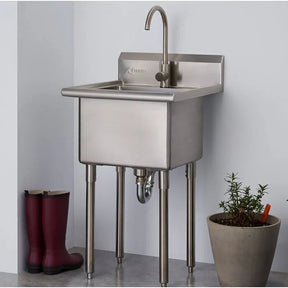 Utility Sink Stainless Steel The Stainless Steel Free Standing Laundry Utility Sink with Faucet is the ideal blend of quality