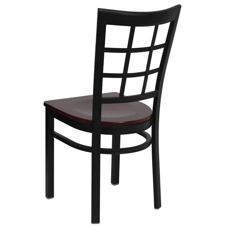 HERCULES Series Black Window Back Metal Restaurant Chair - Cherry Wood Seat [XU-DG6Q3BWIN-CHYW-GG] Pie's Variety Store