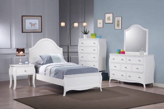 Dominique Twin Panel Bed White 4PC Set - SET4PC400561T Pie's Variety Store